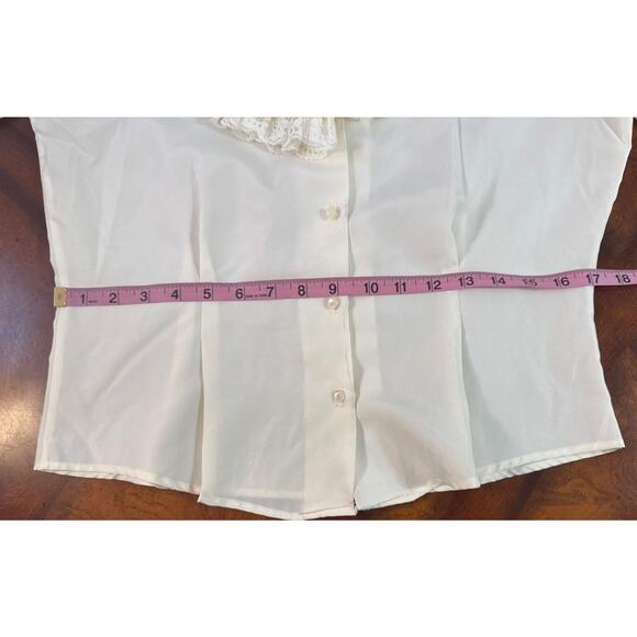Vintage Sheer And Lace Ivory Blouse Large Romantic Victorian Cottagecore - Picture 15 of 16